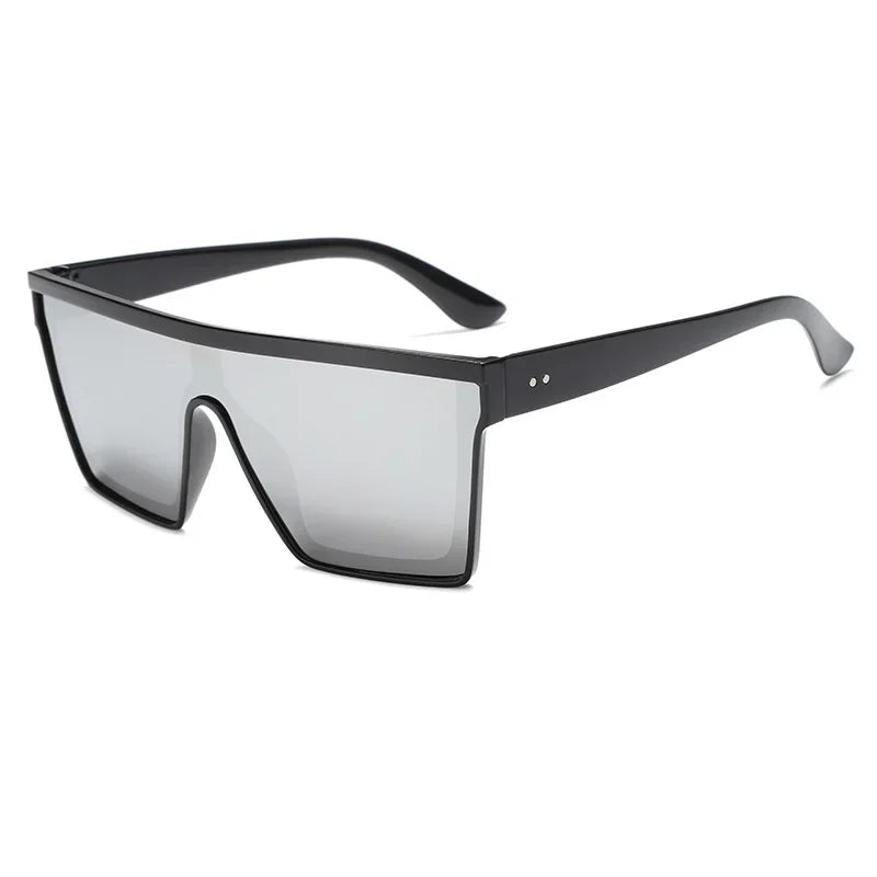 Classic White Gradient Square Sunglasses Women Fashion Retro Night Vision Drivers Goggle Men Big Frame Travel Cycling Eyewear