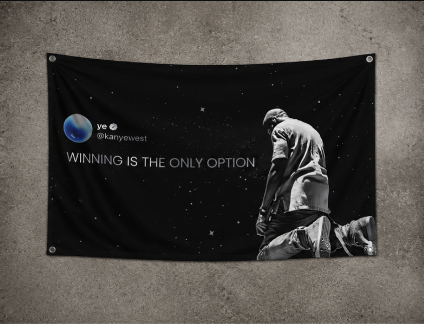 Motivational Quote Flag Kanye Winning Is The Only Option Wall flag Dorm Decor For Bedroom,